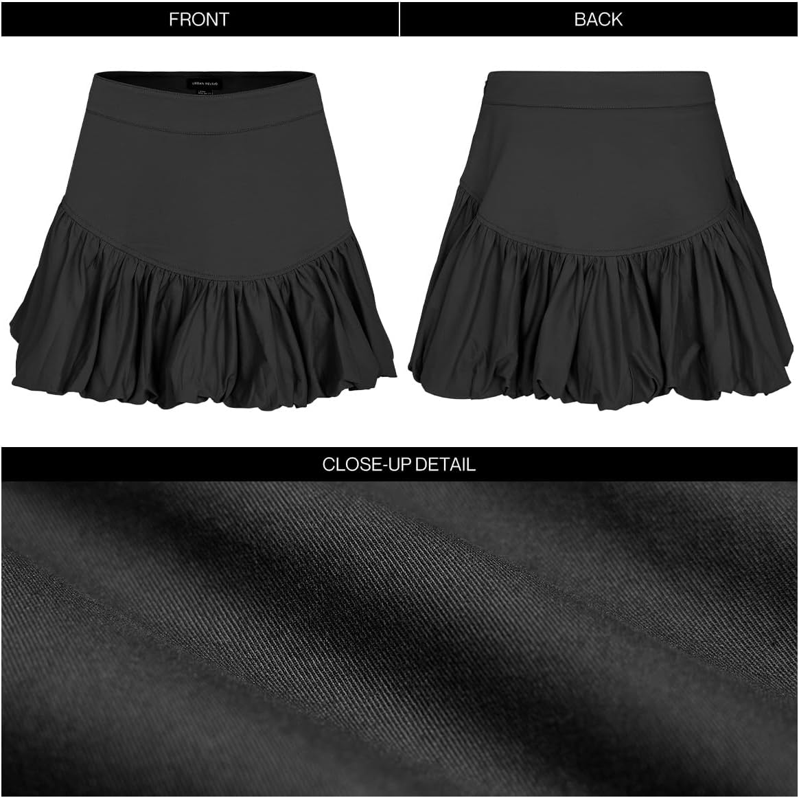 URBAN REVIVO Women Bubble Mini Skirts Balloon High Waist Ruffle Hem Summer Puffy Cute A-Line Sexy Y2K Skirt - Image 4