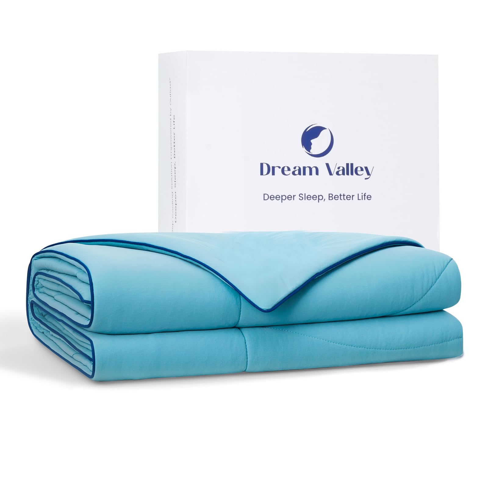 Dream Valley®Outlast®Deepsleep Cooling Comforter, Throw Size, NASA-Grade Space Technology Cooling Blanket for Hot Sleepers Night Sweats, Q-Max > 0.45 Aerocool™Breathable, Dream Blue, 60"x80"