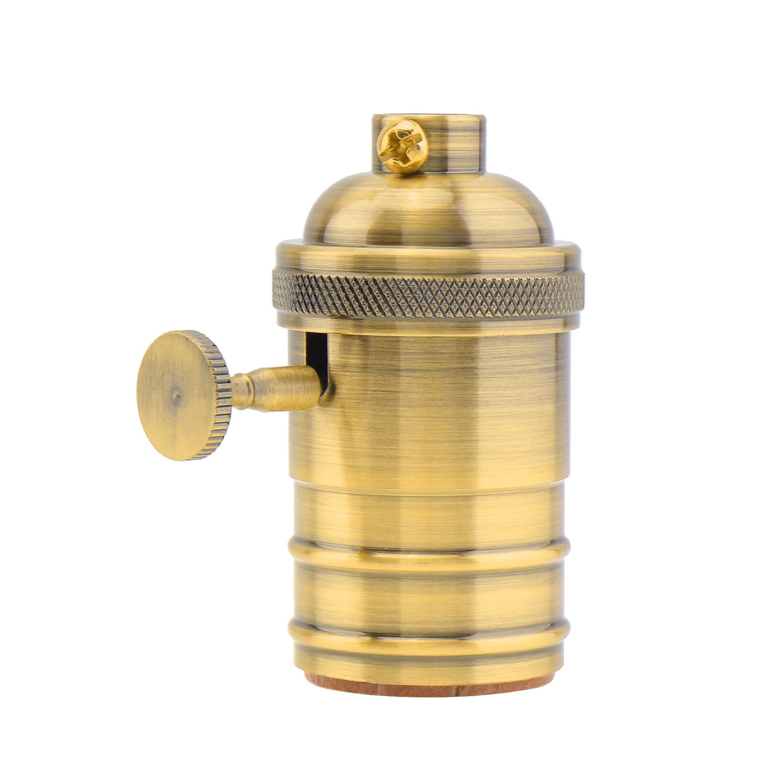 RTNLIT Brass Lamp Socket, Vintage Edison E26/E27 Bulb Light Socket with On/Off Knob Switch(Gold)