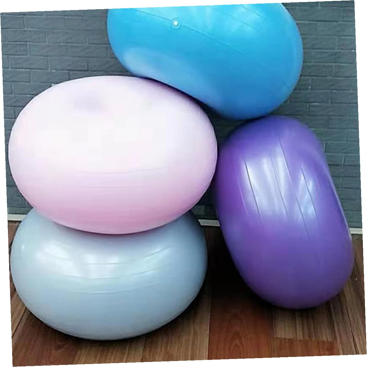 Outanaya Aufblasbarer Yoga Hilfsball aus PVC, Blau, mit Luftpumpe