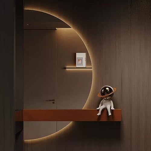 Espejo de pared de media luna con luces, espejo LED para baño de 40 pulgadas, atenuación antivaho y botón táctil inteligente, espejo de tocador de