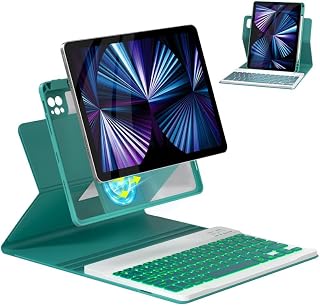 OYEEICE Magnetic Keyboard Case for iPad Air 5th 4th Generation 10.9 inch Pro 11 1st/2nd/3rd/4th, 7 Color Backlight BT Keyboard Folio with Pencil Holder 2022 2021 2020 2018(Teal)