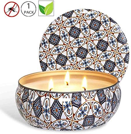 HELLY Citronella Oil Aromatherapy Candle,Natural Soy Wax, Outdoor and Indoor-6pack (Blue)