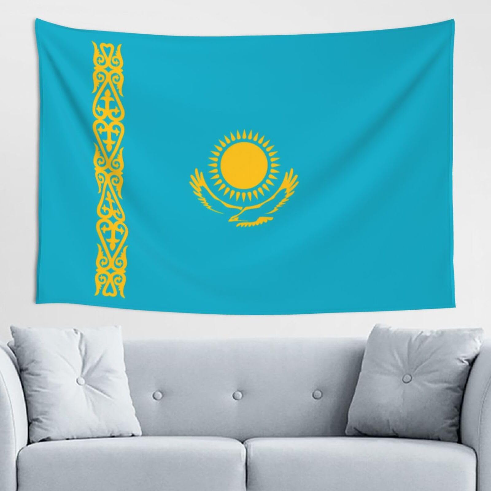 ZZYYDS Flag of Kazakhstan Wall Decor Tapestry 60x40in, Wall Hanging, Home Decor, Dorm Decor, Porch Tapestry, etc.