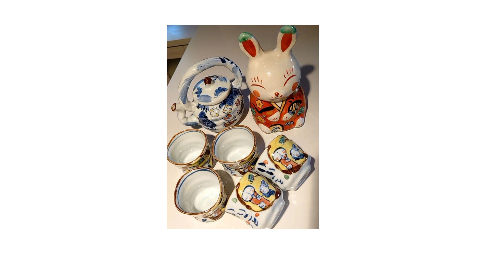 夕立窯　急須　湯のみセット　うさぎ Amazon.co.jp: 夕立窯 うさぎ貯金箱 急須湯呑み 変形器追加 本日