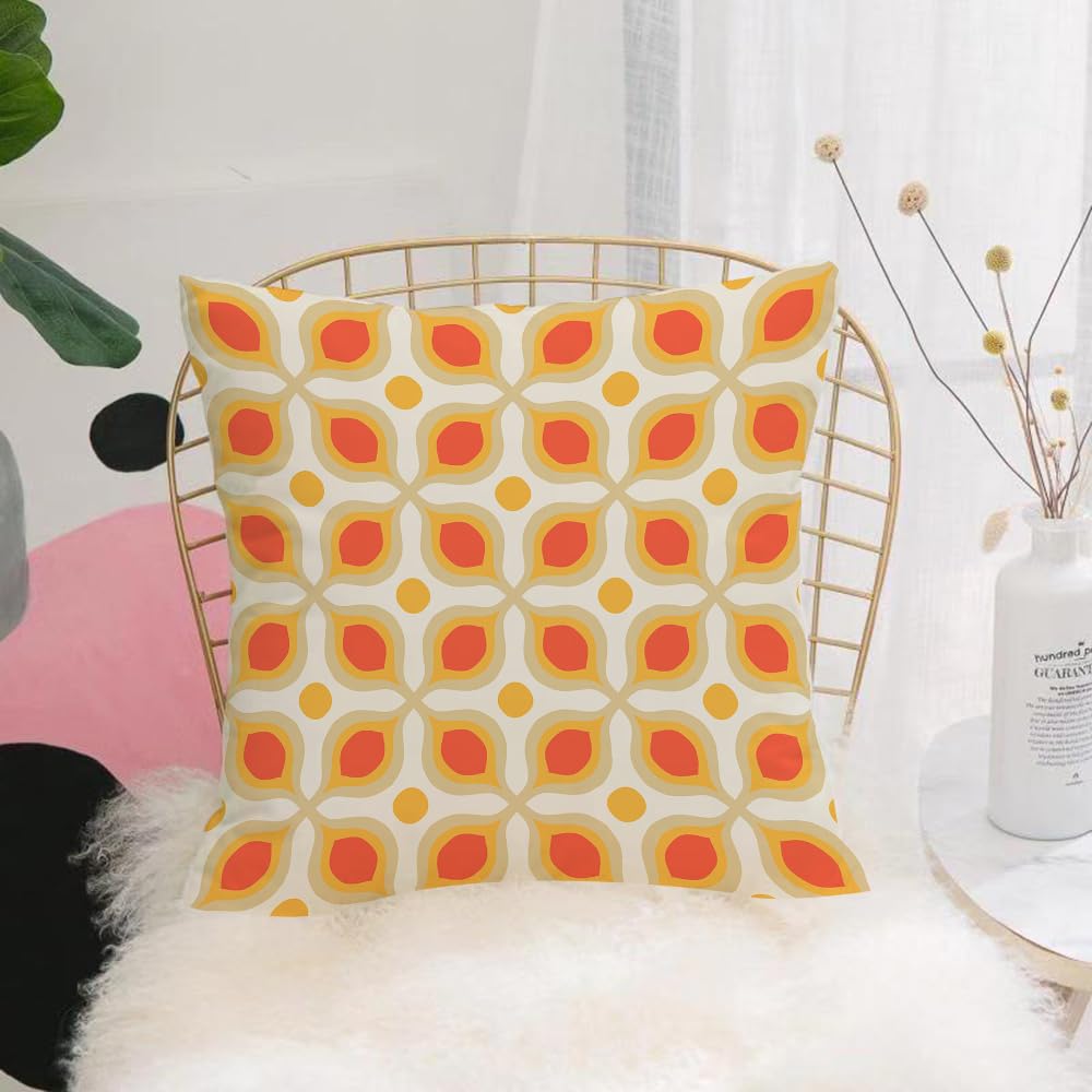 HYMSXW Cushion Cover,Throw Pillow Case Home Decorative for Living Room Bedroom Sofa Chair 20X20 Inch,Geometric set, linked bold geometric shapes 70s vintage S.1,Pillowcase 50X50cm