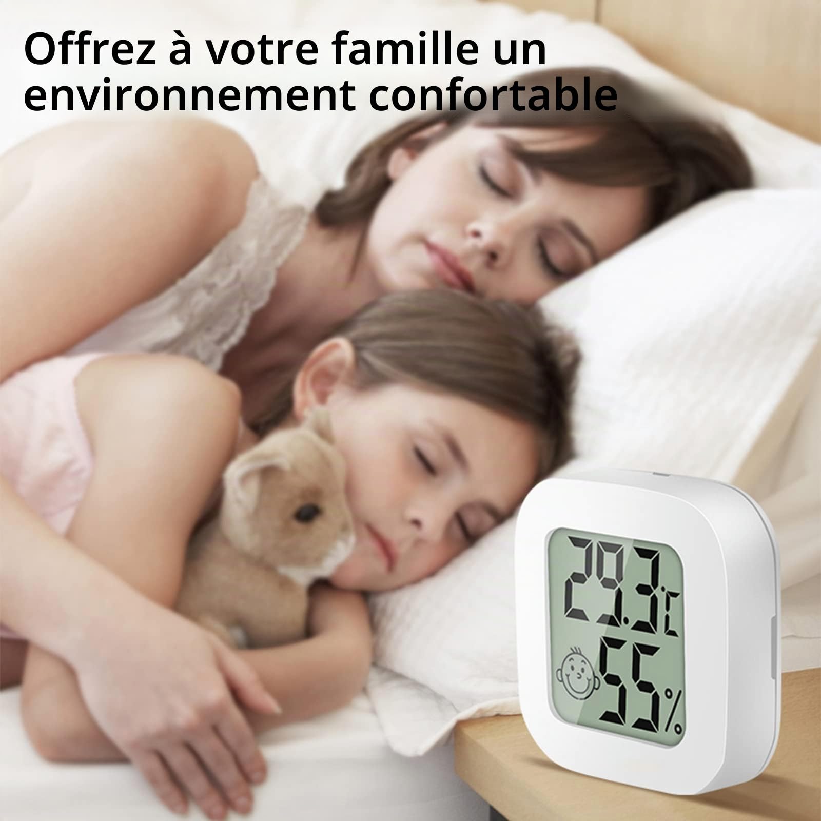 Lot de 4 thermomètres hygromètres numériques d'intérieur - Mini thermomètre hygromètre de chambre - Mesureur de température et d'humidité avec interrupteur pour chambre de bébé, salon, bureau, serre