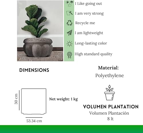 Miniatura 4 de Elly Décor Maceta de plástico Cantera de 21 x 10 pulgadas, diseño de cantera decorativa para plantas de interior y exterior, maceta redonda, cantera