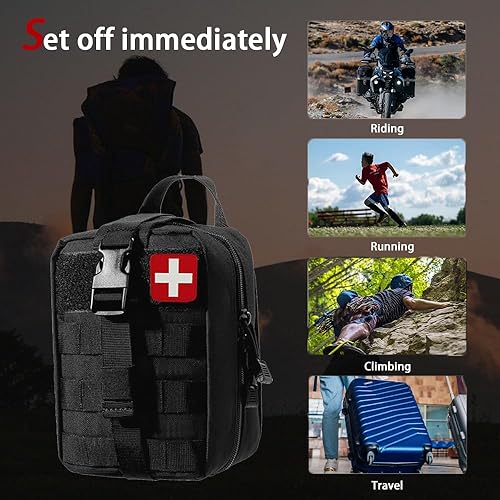 Miniatura 6 de Juego de 293 piezas Kit de primeros auxilios Molle Bolsas de supervivencia de emergencia adecuado para actividades al aire libre, hogar, escuela,