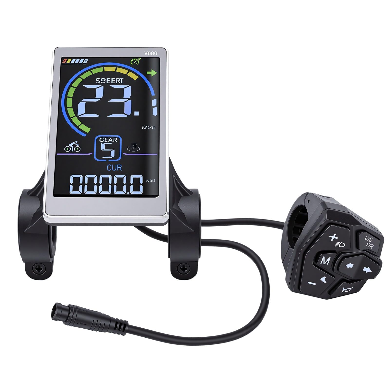 RiToEasysports Pannello di Controllo per Bici Elettrica Display LCD in PVC ABS Misuratore Connettore a 6 Pin IPX4 Schermo Multifunzione con UART 9600 per Ciclisti di Scooter Elettrici Pendolarismo