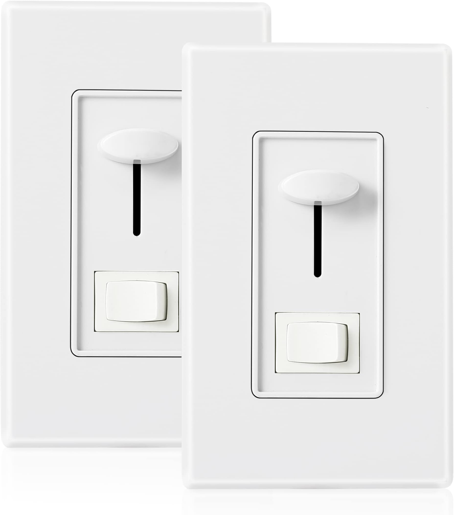 CLOUDY BAY in Wall Dimmer Switch for LED Light/CFL/Incandescent,3-Way Single Pole Dimmable Slide,600 Watt max,Cover Plate Included,White,2 Pack