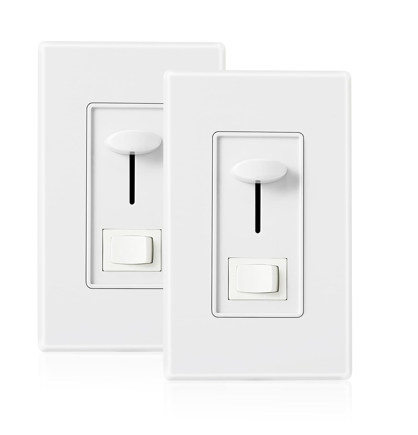CLOUDY BAY in Wall Dimmer Switch for LED Light/CFL/Incandescent,3-Way Single Pole Dimmable Slide,600 Watt max,Cover Plate Included,White,2 Pack