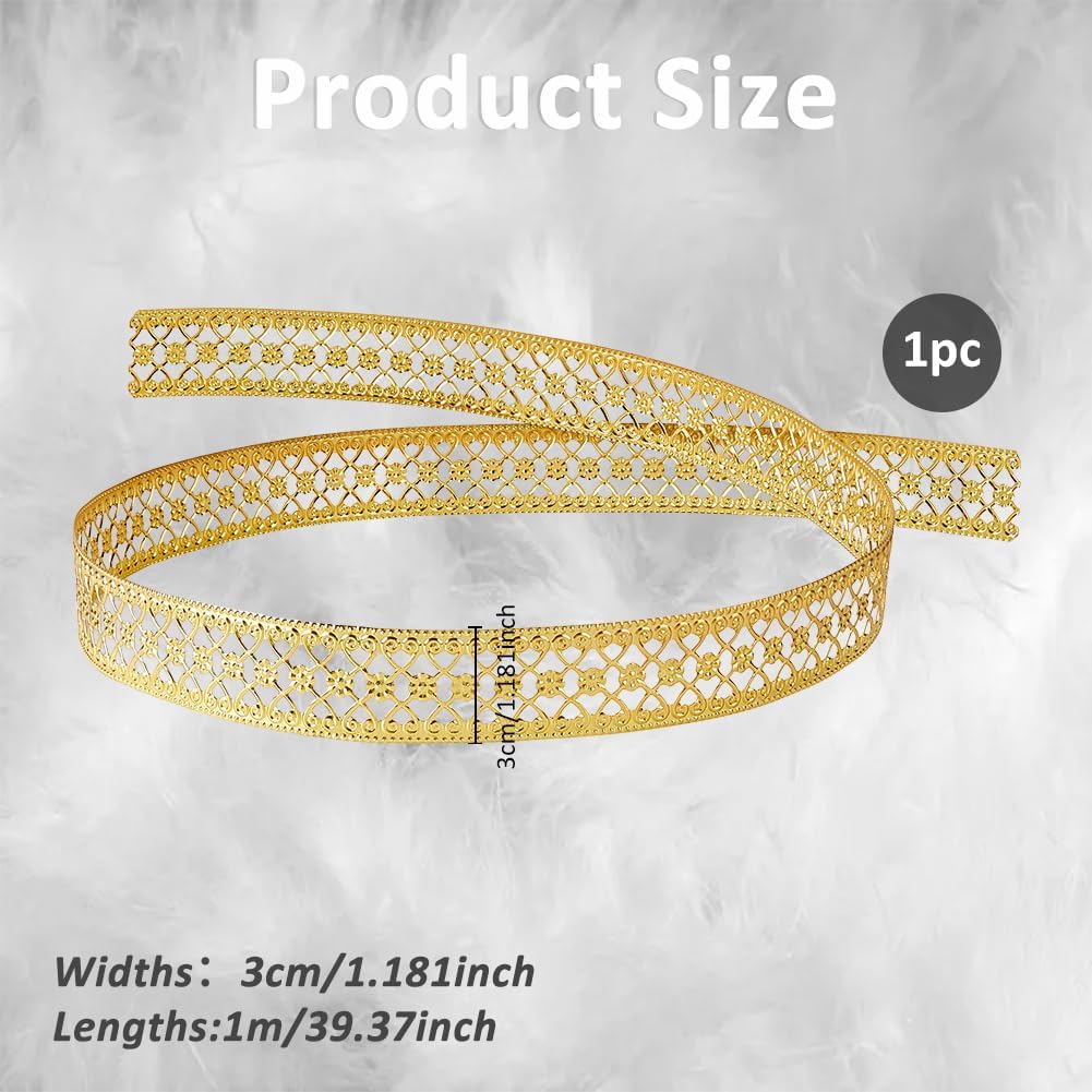 SUPERFINDINGS 3.28ft Gold Crown Gallery Wire 1.18" Wide Iron Gallery Bezel Wire with Double Crown Pattern Metal Ribbon for Decor Craft Decorative Crown Strip for DIY Jewelry Making Crafts