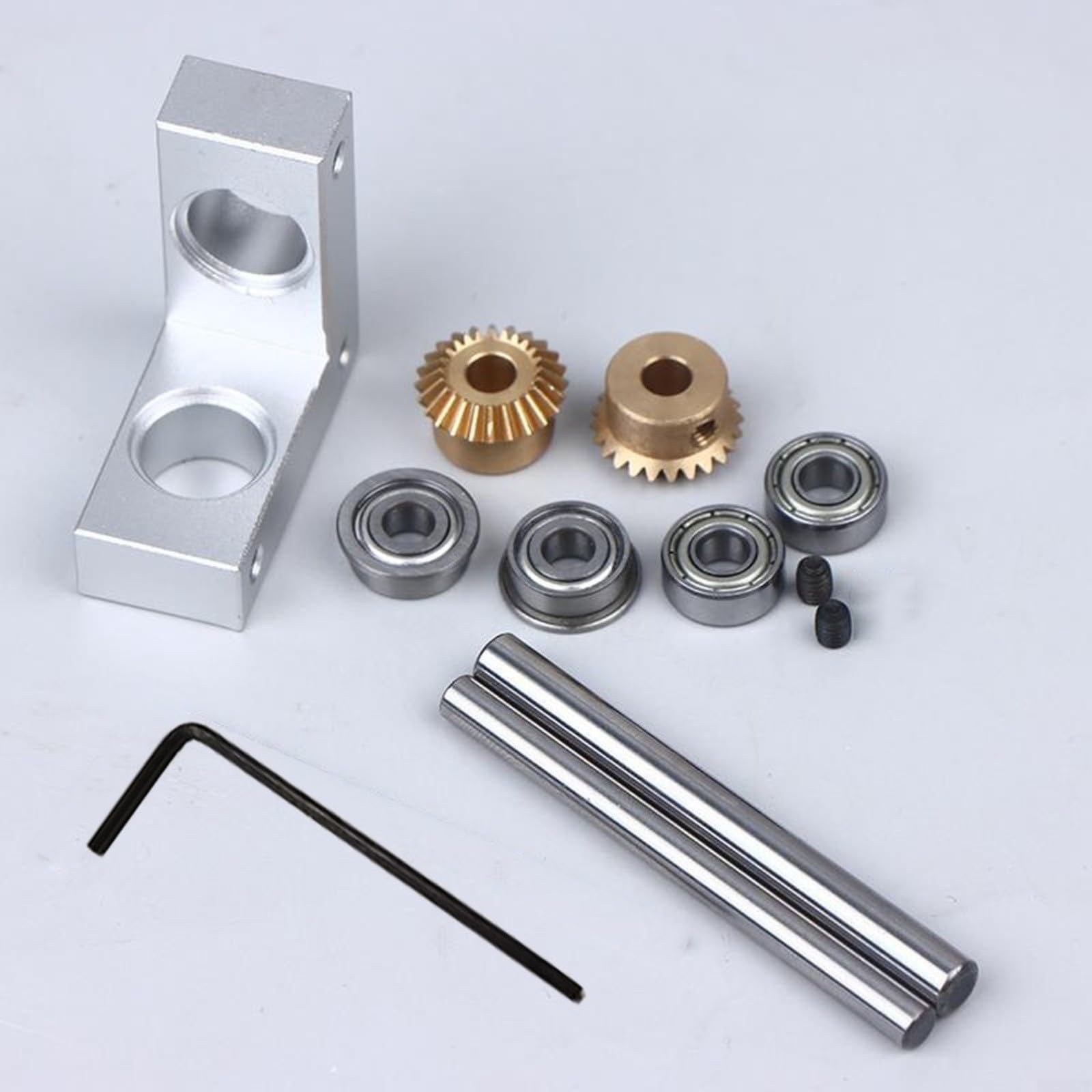 Präzises 90° Kegelradgetriebe 1:1, Selbstbau Bausatz mit 4mm/5mm Wellenoption, Leichtes Aluminiumgehäuse, Für Modelltechnik(5mm To 5mm)