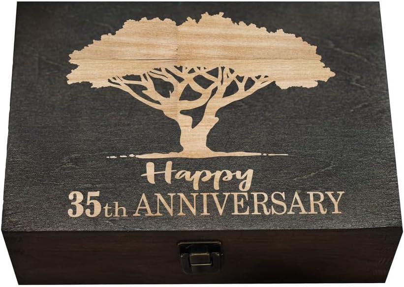 Coral Anniversary - 35 Years of Unity, Happy 35th Anniversary Personalized Wooden Box