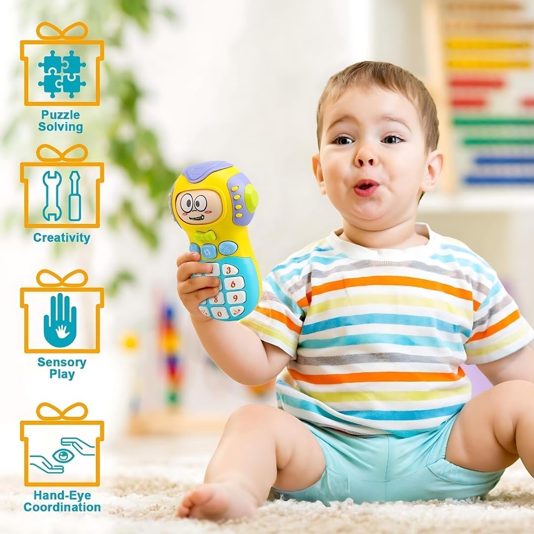 PLUSPOINT Baby Telephone Toy for 1-3 Year Olds with Light & Music - Role-Play Fun & Learning Toy Phone for 6-36 Months Toddlers,Multicolour 2