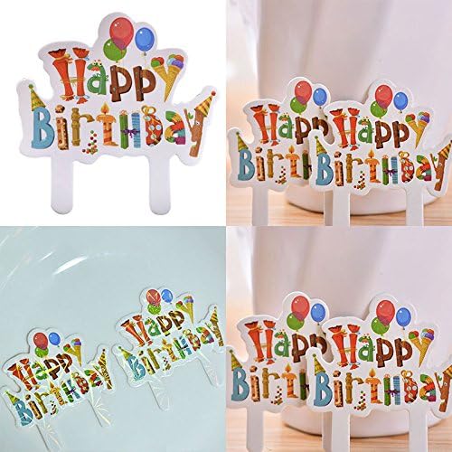 Amazon｜30 X 幸せな甘い誕生日カップケーキトッパーフードトッパーシャワーパーティ JB/POG344G694854GW