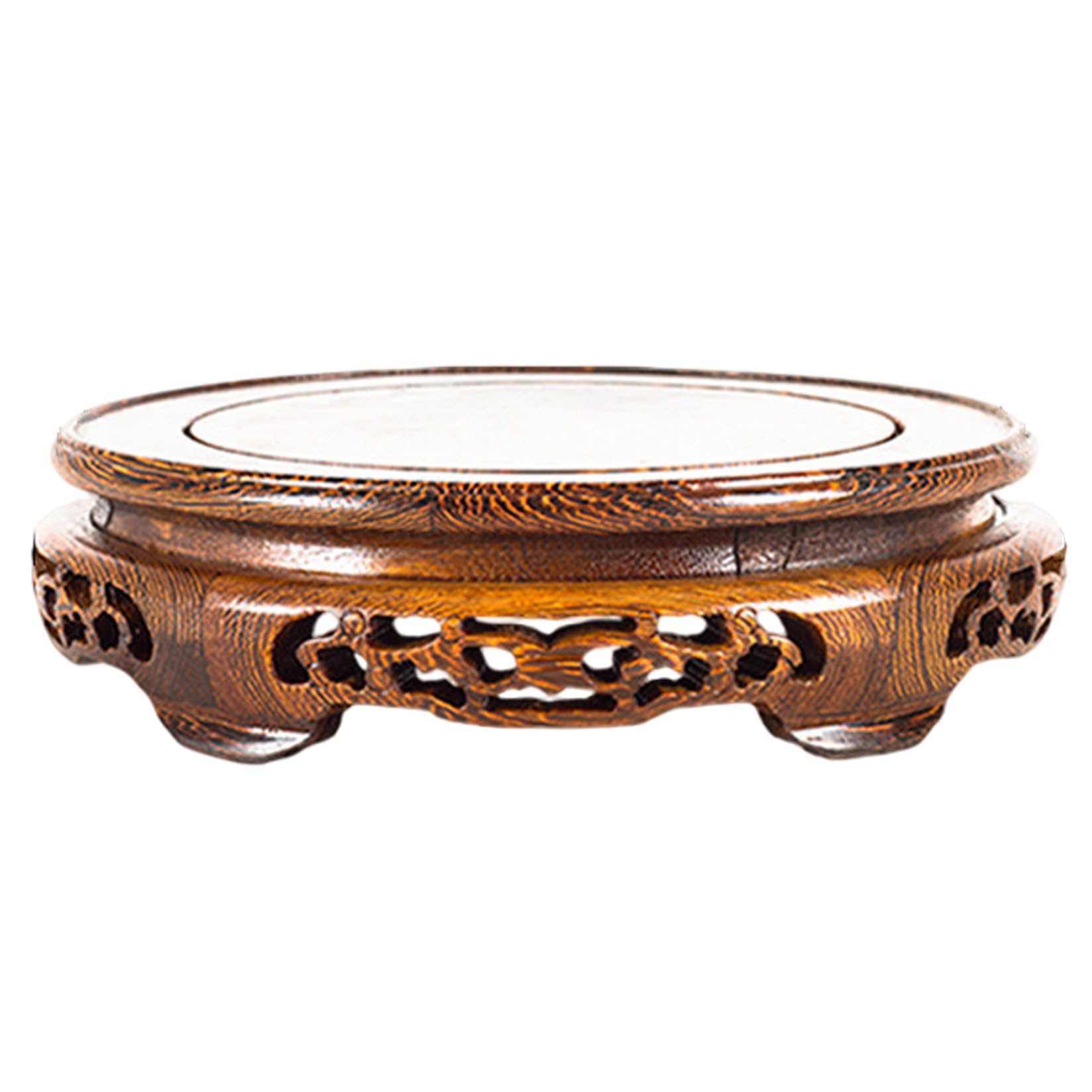 Soporte de madera premium de 7 pulgadas con acabado tallado hueco para decoración exclusiva