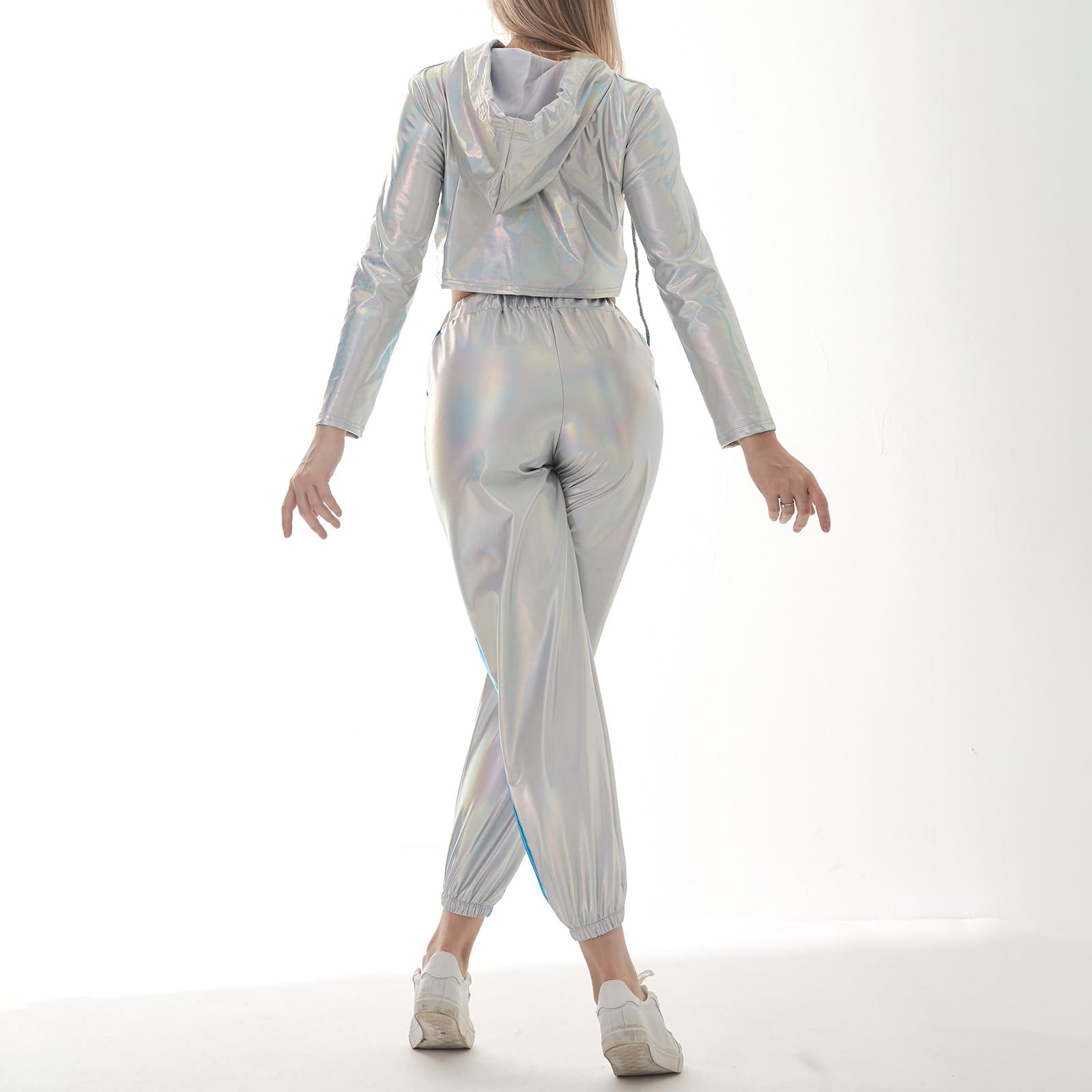 IMEKIS 80s Tracksuit for Women Men Retro Hip Hop Windbreaker Halloween Cosplay Disco Tracksuit 90s Shell Suit