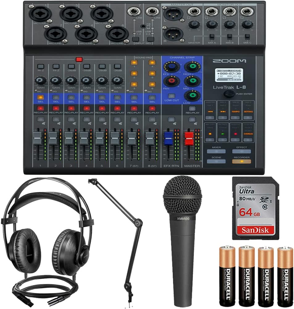 Zoom LiveTrak L8 Portable Podcast 8Track Digital Mixer And Multitrack Recorder
