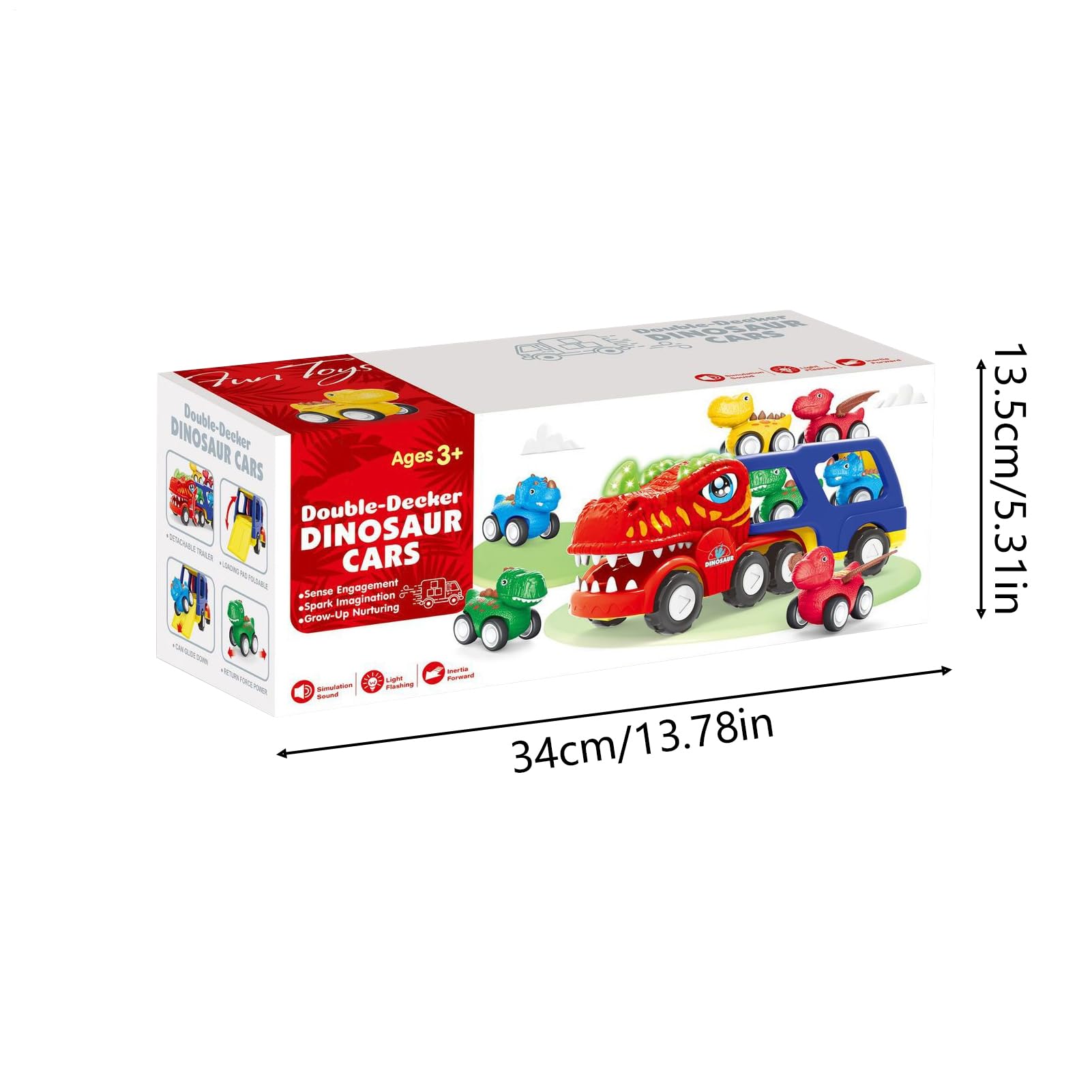 Camion Dinosauro Con Auto Tynosaurus Grande Camion Elettrico Con 4 | Figurine Dinosauri Veicoli Set Per Età Prescolare E Studenti