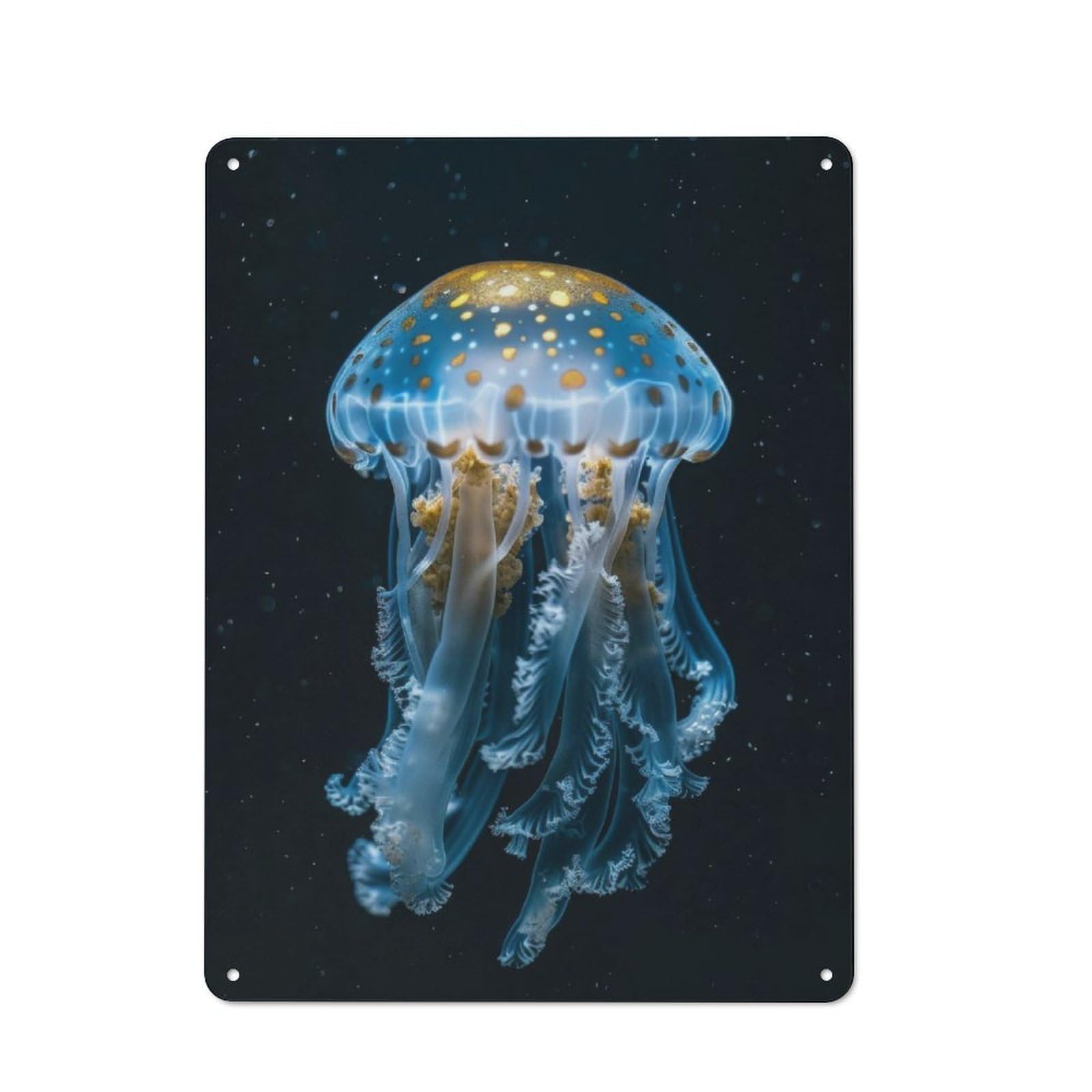 Junmoney Blue Jellyfish Rustic Metal Sign 40X30cm For Lounge Or Reading Corner, For Reading Corner Decorators