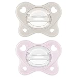 Chicco PhysioForma Dual Soft Orthodontic Pacifier, 2-6m | 100% Soft Silicone | Supports Breathing & Oral Development | One-Piece Design | Flex-Shield | Sterilizing Case | BPA Free | Grey/Pink, 2pk