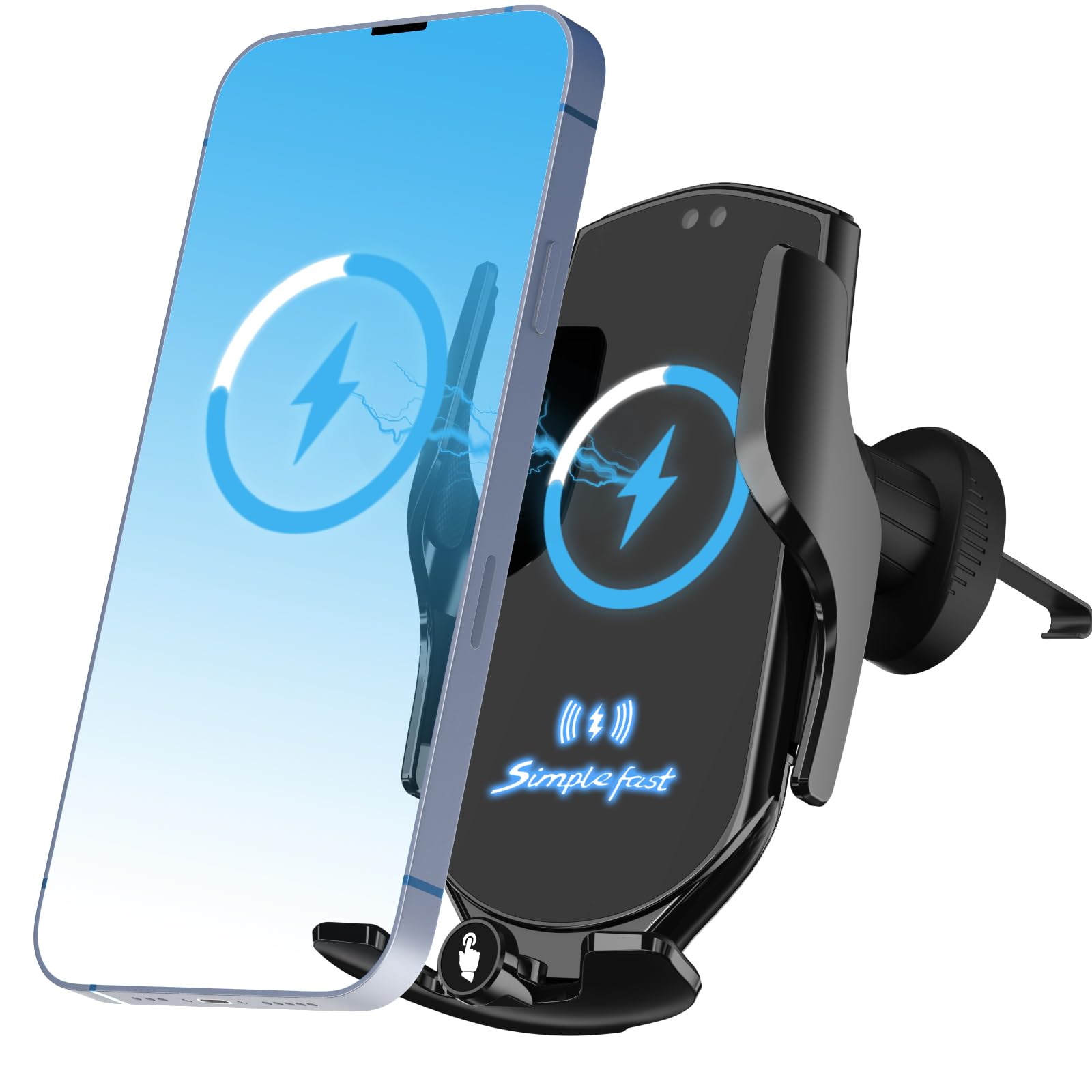 15W Handyhalterung Auto mit Ladefunktion, Automatische Klemmung Qi Induktive Ladestation Auto Kfz Ladegerät Zubehör Fast Wireless Charger Car für iPhone Samsung LG