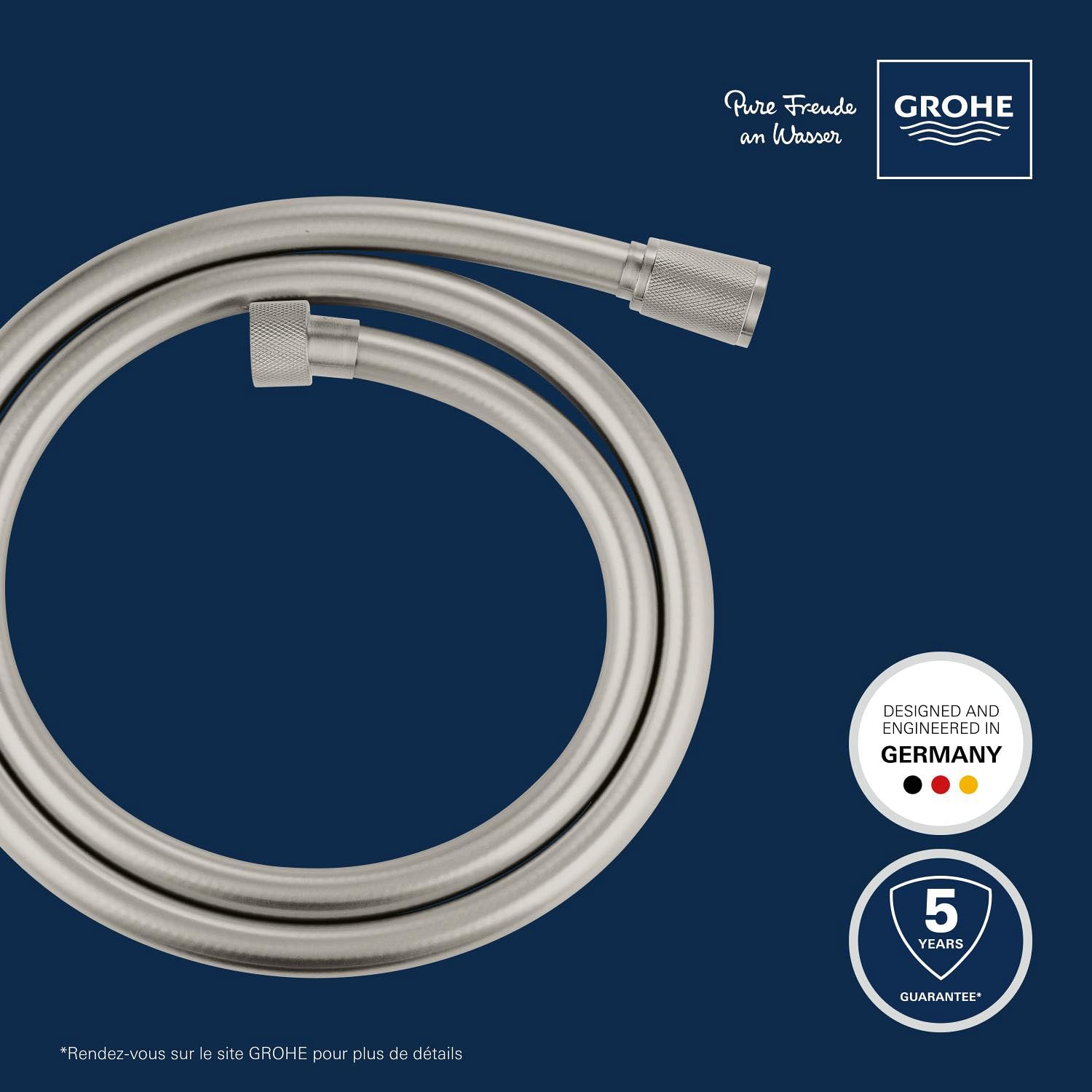 GROHE Flexible de douche 1,25m Silverflex 28362DC0 (Import Allemagne), Supersteel, 1,25 m