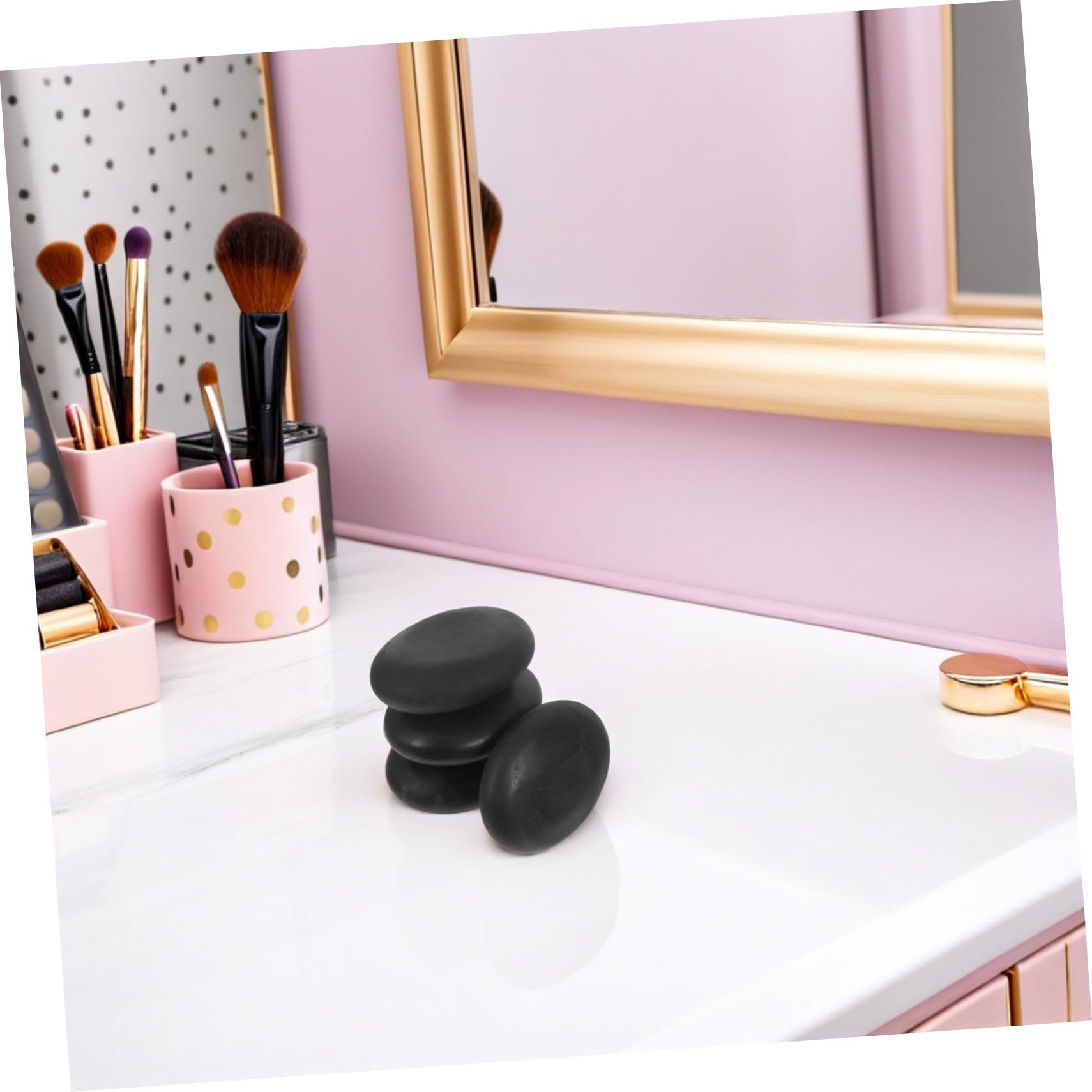 Piedras Calientes de Masaje 4 Piezas Basalto Negro Curvado | Retención Térmica, Uso en Brazos y Piel, Formato Suave para Salón y Belleza