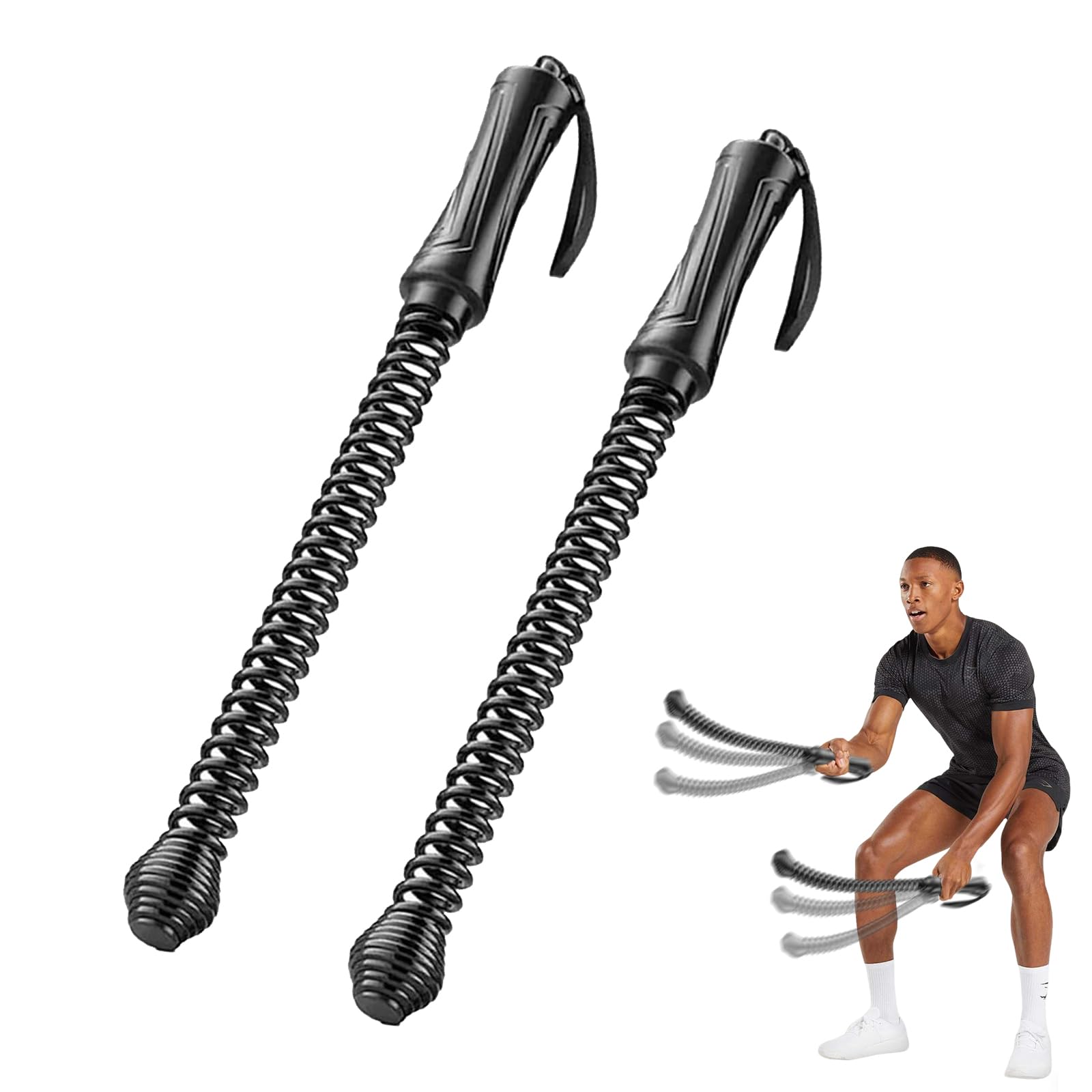 Weighted Ropeless Battle Ropes,Portable Cordless Training Rope Fitness Equipment,Battle Ropes for Home Workout, Versatile Exercise Equipment,Arm Exerciser for Gym Office Strength Workouts (Black)