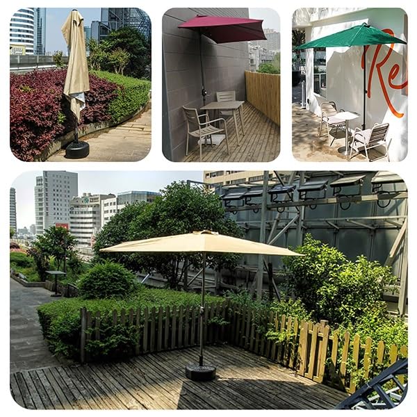 Ombrellone da giardino con manovella e base, ideale per bar, balcone, finestra o terrazza