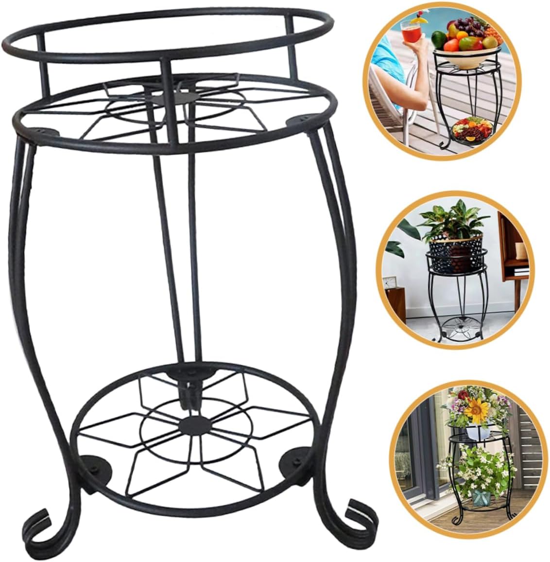 Double Metal Plant Stand Sturdy Flower Pot Holder for Decoration Heavy Duty Flower Rack for Garden Patio Home Use