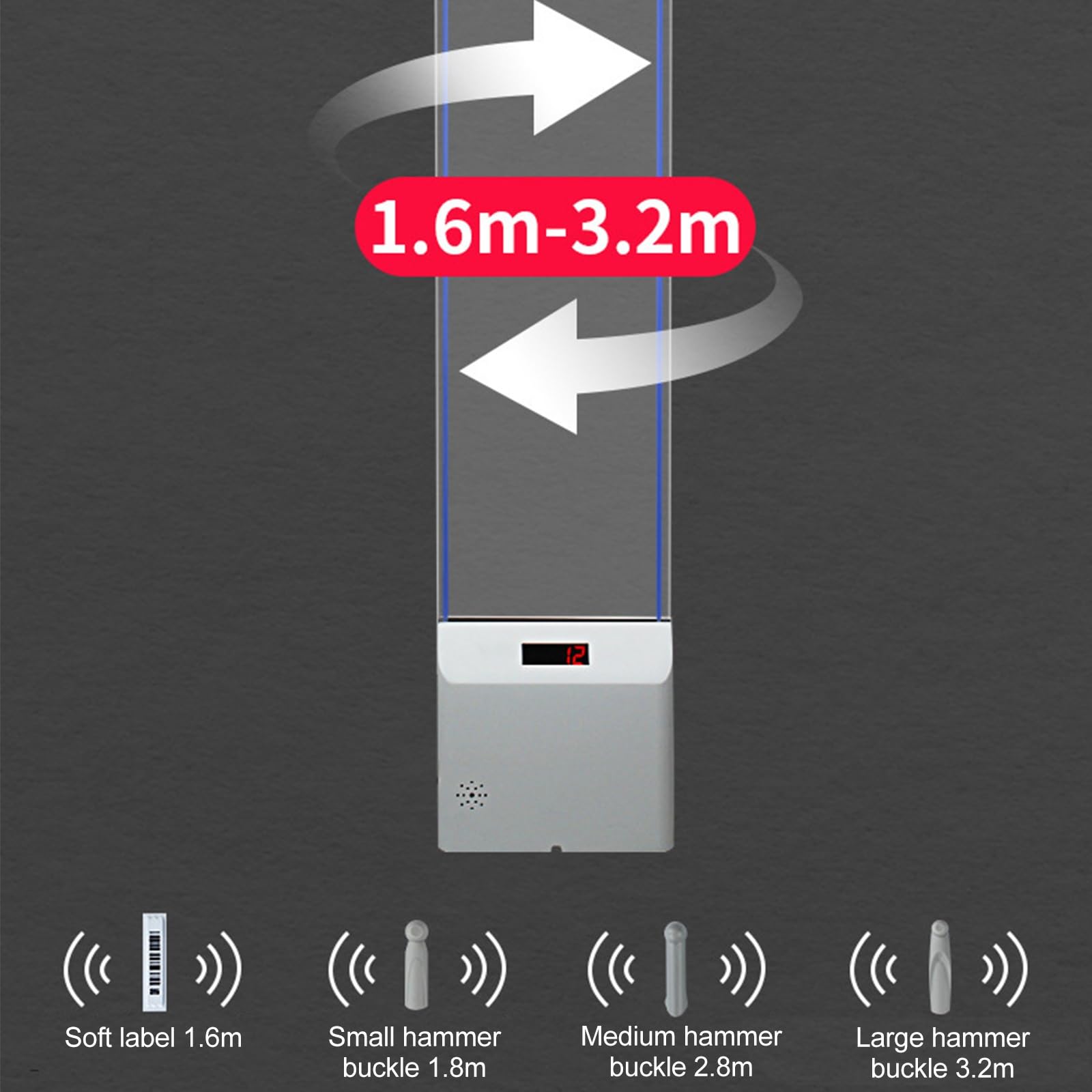 Équipement Antivol pour Vente au Détail, Tour D'étiquettes de Sécurité, Système EAS 58 kHz, Affichage Sonore et Lumineux, 110V-220V, Acrylique Cristal, pour Supermarchés et Magasins de Vêtements