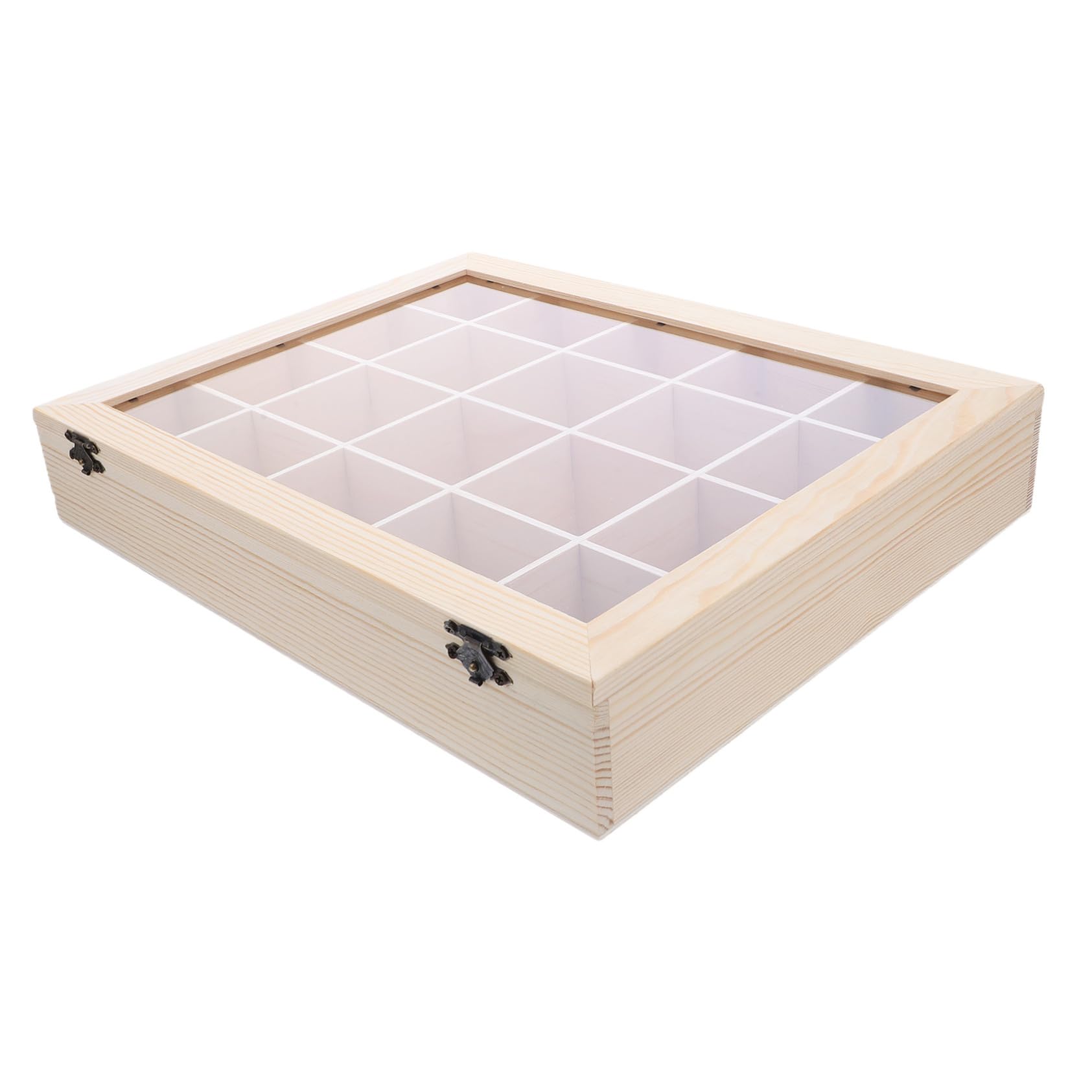 Boîte de rangement bois avec compartiments pour collection de pierres et cristaux
