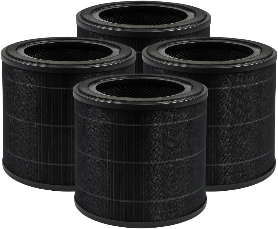 Nispira JL-AP-TB01 Replacement Filter for AirExpect & AirExtend Air Purifiers, 3-Stage True HEPA & Activated Carbon Air Filter, 4 Pack