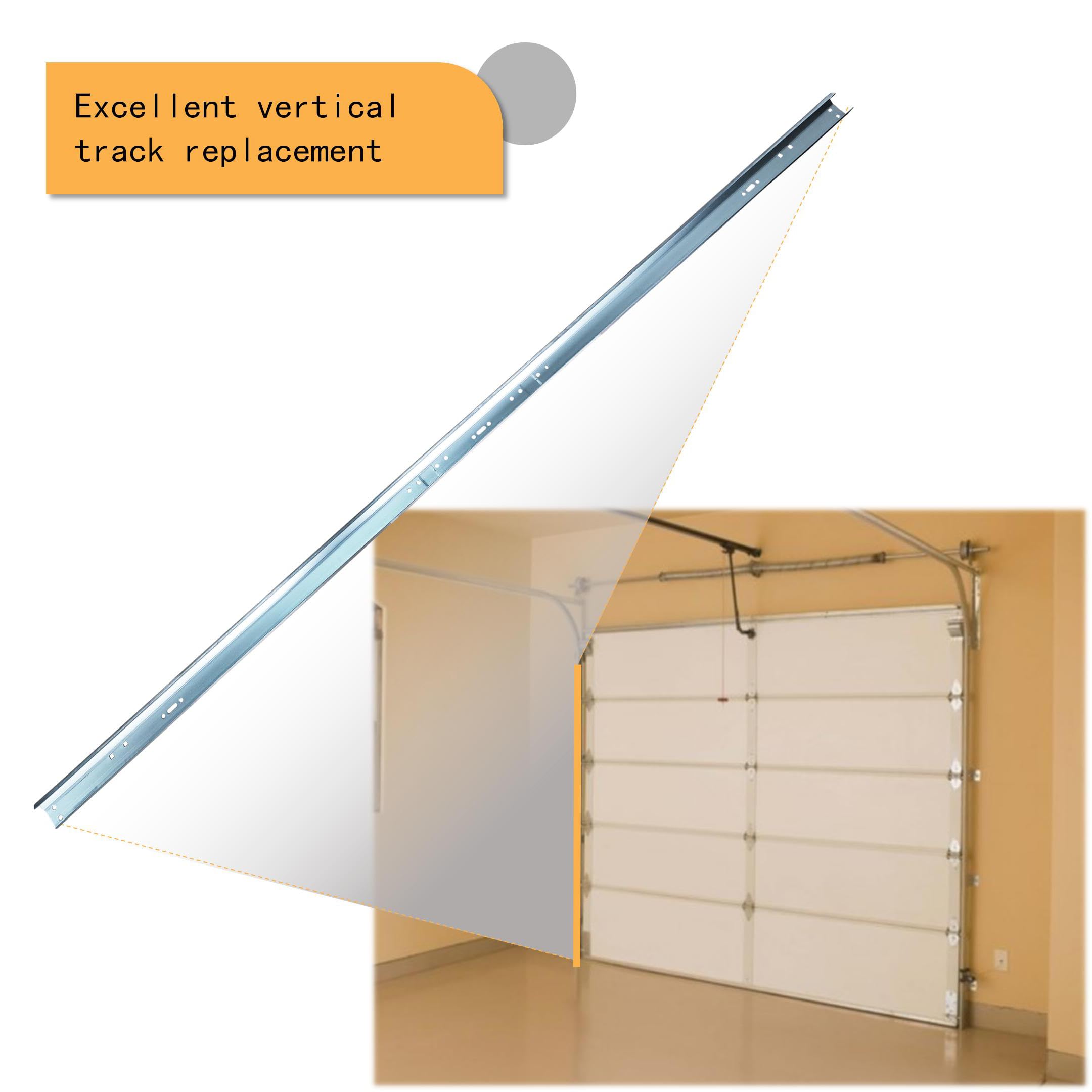 4Pcs Garage Door Vertical Track Replacement Kit Galvanized Steel Rails Set of Left and Right for 2 Light Commercial Side Track Rollers and 7 Foot Tall Garage Door product thumbnail 9