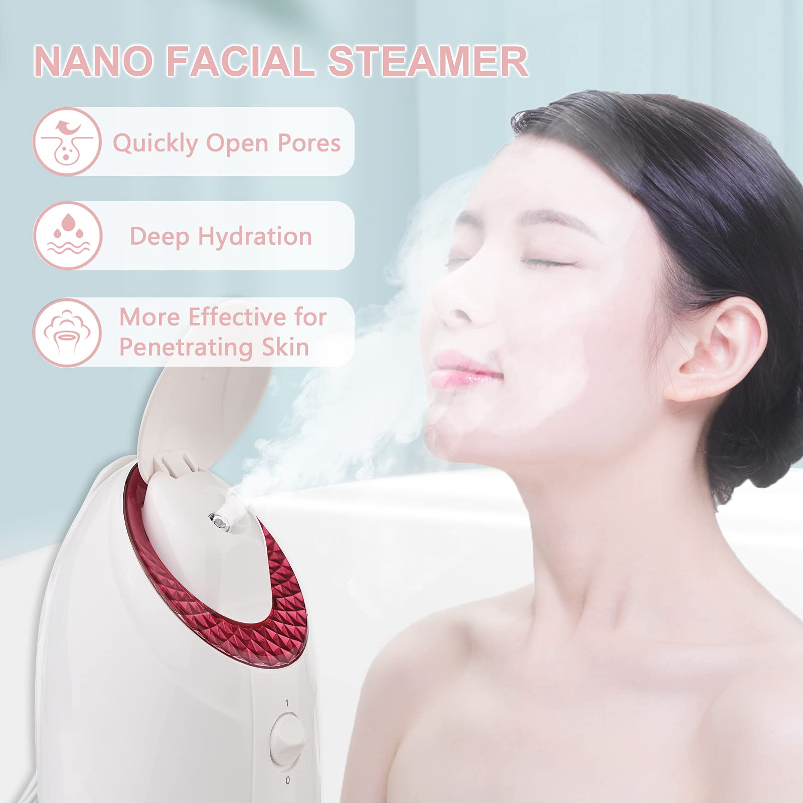 Sauna Facial Vaporizador Facial Nano Ion Cálido Niebla Humidificador Facial Humidificador Facial Vapor Filtro UV Limpieza Facial Profundidad Poros Hidratante Cara SPA