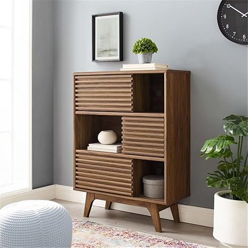 Miniatura 10 de Modway Render - Mueble de tres niveles para almacenamiento, color nogal