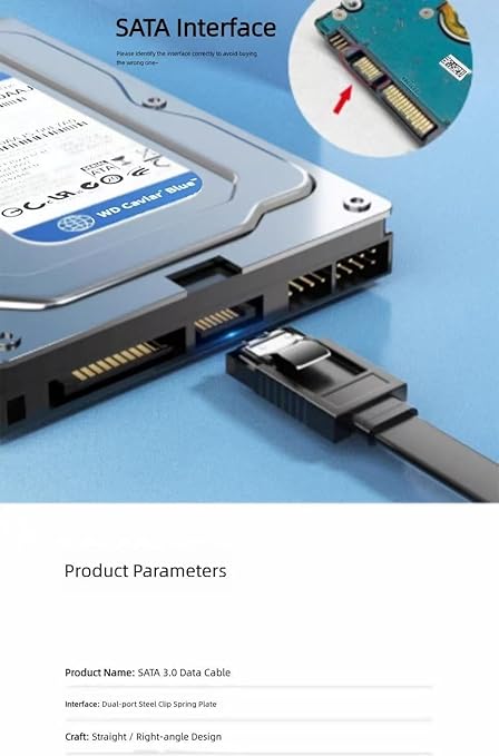 Cable SATA III 3 Pack 60cm 6Gbps con Cierre Negro para SSD/HDD miniatura 6