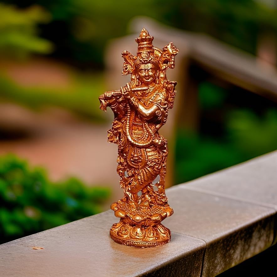 Image of Copper Krishna Idol 2.5 in | Patina Antique Finish | 50g