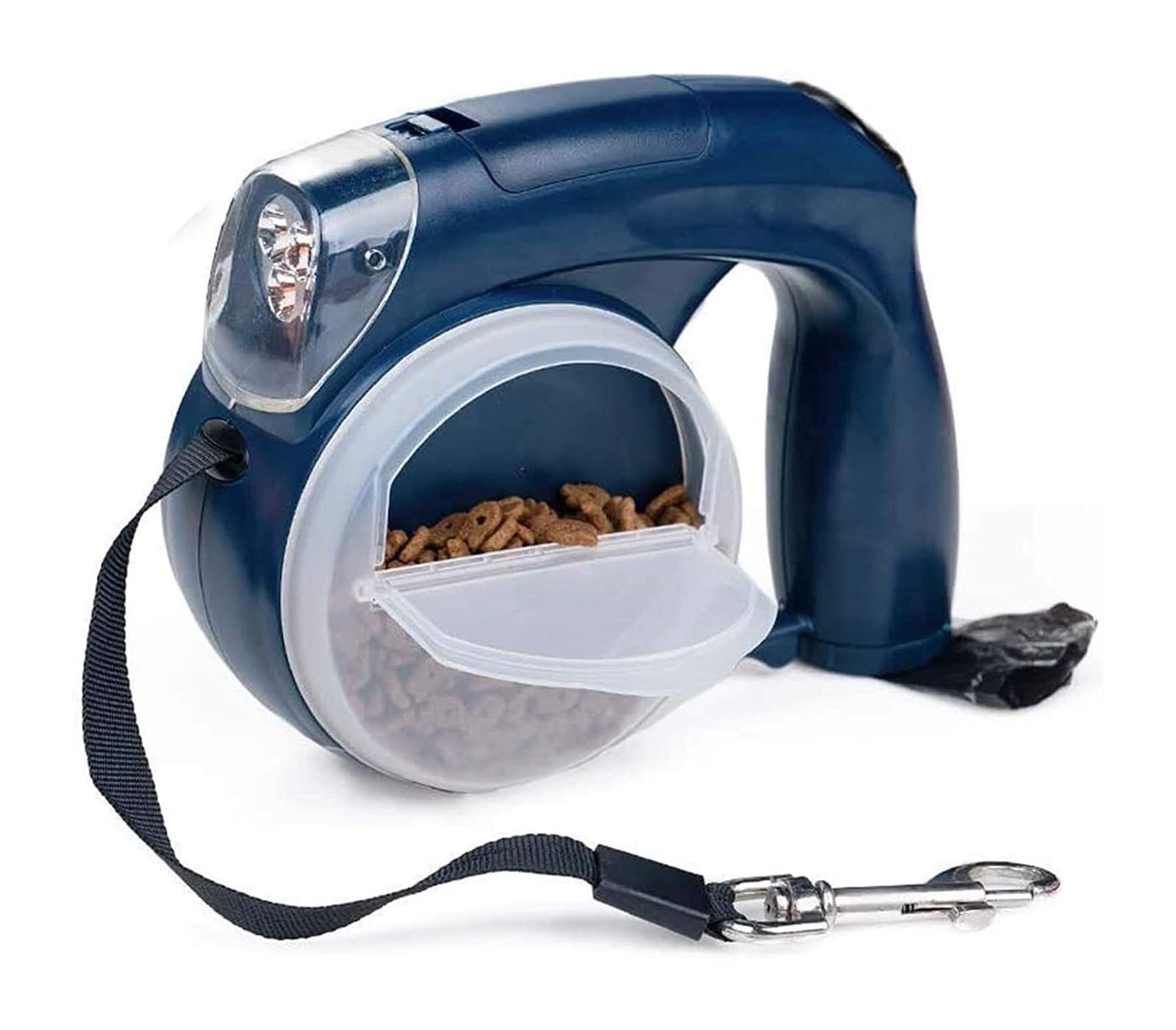 Laisse for Chien Rétractable De 4 M, Laisse sans Enchevêtrement À 360° avec Lampe De Poche LED, Conteneur De Friandises Et Distributeur De Sacs À Ordures Laisse for Chien (Color : Blue)