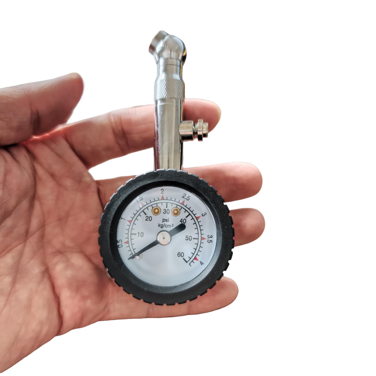 Ncheli Manometro Pressione Gomme Meccanico, 0-4,1 Bar/60 PSI, Analogo Preciso Calibrato, Testina Girevole 360° e Quadrante Ampio, Custodia Gomma Antiurto Auto/SUV/Furgone