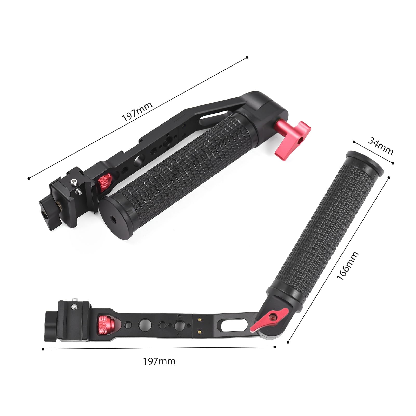 Generic Poignée à Cardan pour Série RS Poignée Ergonomique à Dégagement Rapide avec Pince et Supports d'accessoires Compatible avec RS 2, RSC 2, 3 Mini, 3, Pro Stabilisatrice à Angle Faible pour