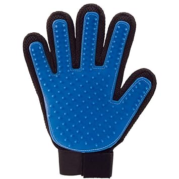 LOXBEE Glove, Upgrade Premium Version Pet Hair Remover Glove, Enhanced Five Finger Design and The Softness of The Brush Head for Dogs & Cats with Long & Short Fur (blue color-silicone-Right Hand - 1pc)