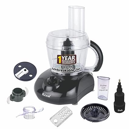 Rico Japanese Technology all in one electric Food Processor with Atta Kneader I Citrus Juicer I Chopper I Shredder I Slicer I Accessories I ISI Certified I 1 Year Replacement Warranty I Black