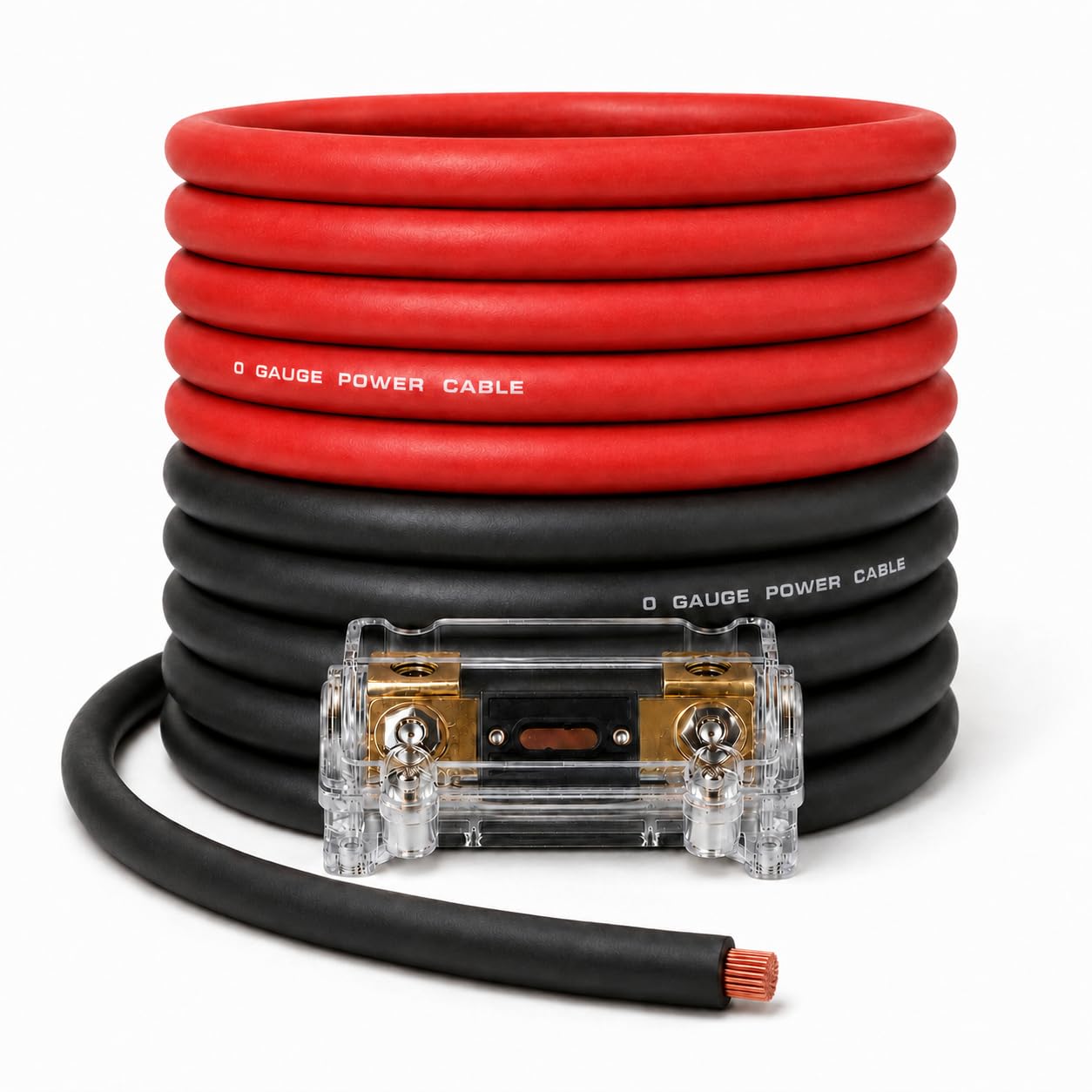SoundBox Connected 0 Gauge Czerwony / Czarny Wzmacniacz Wzmacniacz Moc/Uziemienie 1/0 Zestaw przewodów 50 stóp Kabel SuperFlex 25 Każdy, Uchwyt bezpiecznika ANL