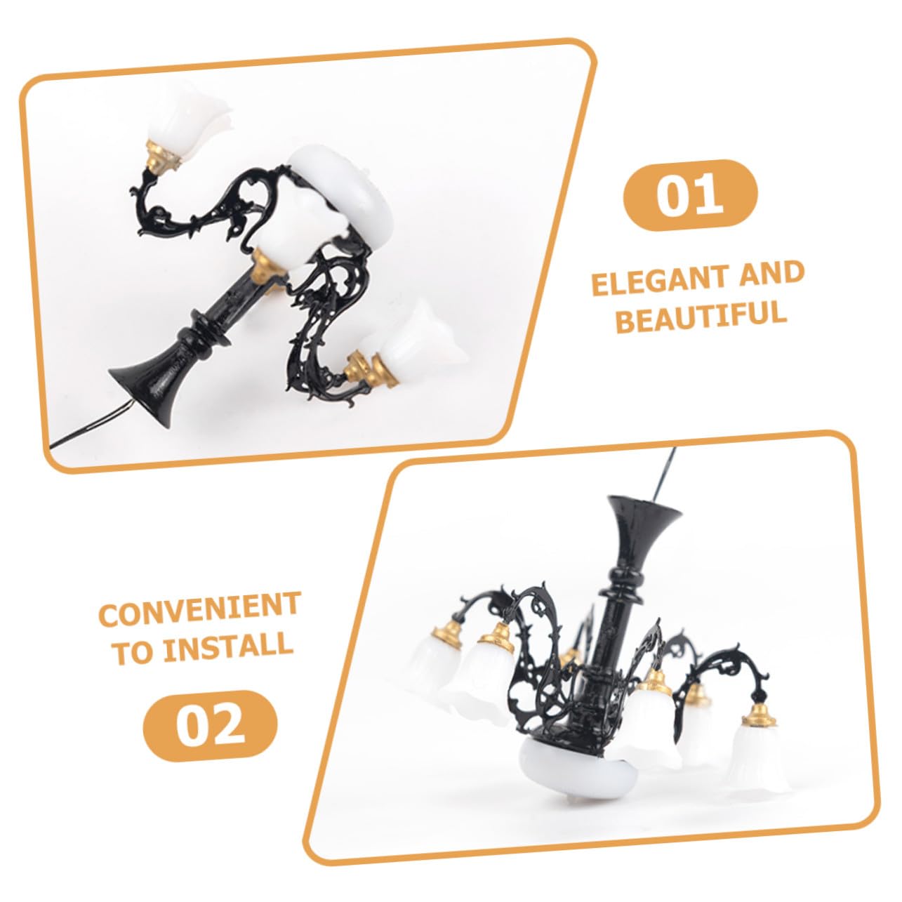 Lámpara de Araña y Abs Diseño Mini para Casa de Muñecas en Miniatura Decoración Metálica Adecuado para Escenas de Vida en Miniatura y Decoración de Habitación