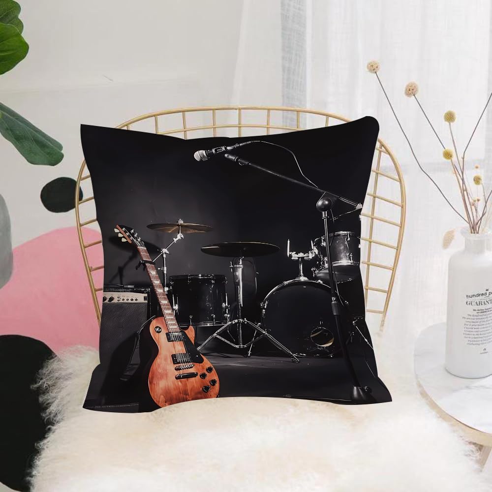 Hyosxw Set Of Musical Instruments During Concert - A3 Cushion Cover,Throw Pillow Case Home Decorative For Living Room Bedroom Sofa Chair 18X18 Inch,Set Of Musical Instruments During Concert,Pillowcase 45X45cm
