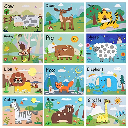 XINNIAN Mosaico Bambini con Animali della Giungla, Kit Adesivi Appiccicoso per Bambini, Fai-da-Te EVA per Progetti di Artigianato Artistico